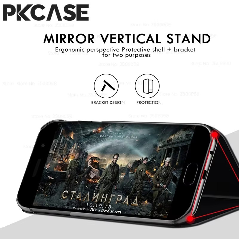 PKCASE Smart Mirror Flip Handyhülle in Silber für Samsung Galaxy S26 S25 S24 S23 Ultra FE Plus und A57 A37 A27 A17 A07 - Bild 2