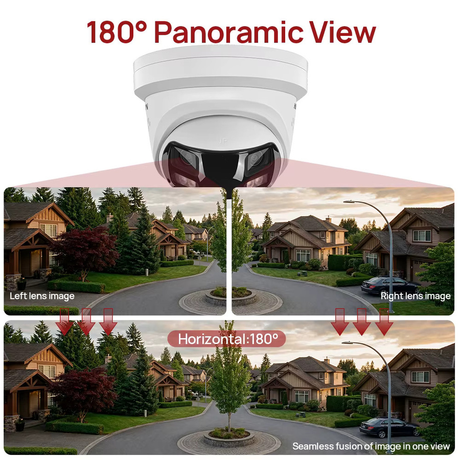 Hikvision DS-2CD2387G3P-LIS2UY/SL Turret-Netzwerkkamera mit 4K 8MP Auflösung, 180 Grad Panorama, Smart Hybrid Light und ColorVu Technologie in Weiß - Bild 2