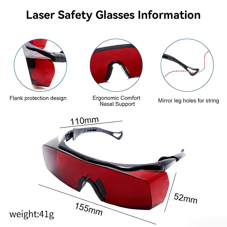 Laserschutzbrille leeyongin für Blau- und Grünlaser 405nm 445nm 450nm 532nm mit CE-Zertifizierung, getönt - Bild 3