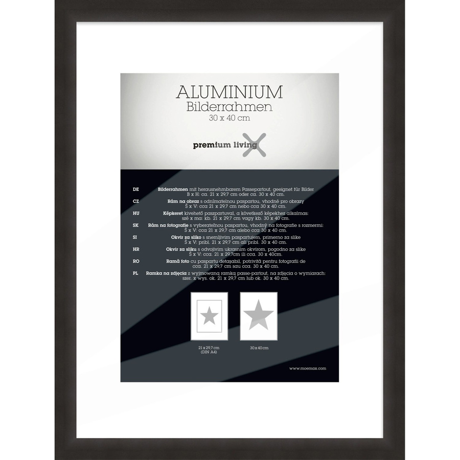 Premium Living Bilderrahmen aus Aluminium in Schwarz, B/H: 30 x 40 cm - Bild 2