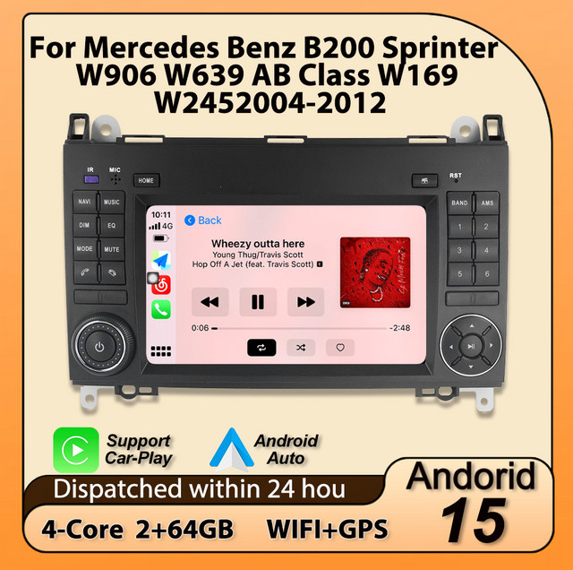 MEKEDE Android 15 Autoradio mit Carplay und Bluetooth in Schwarz für Mercedes Sprinter Benz B200 Vito W639 Viano B-Klasse W169 W245 W209 Zentrales Multimedia-Gerät - Bild 1