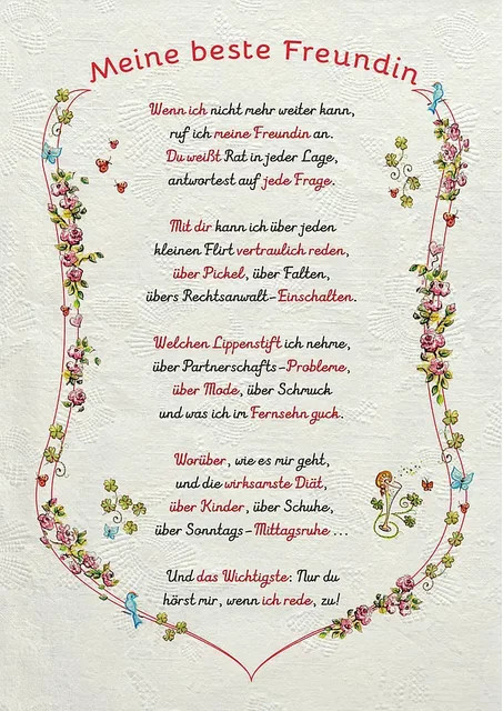 Moderne Wanddekoration Tantum Graphic Auszeichnung für die beste Freundin in Weiß mit floralem Design und Typografie auf Papier - Bild 1