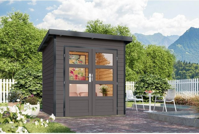 Karibu Gartenhaus Domingo 1 in Grau-Anthrazit aus Holz - Bild 1