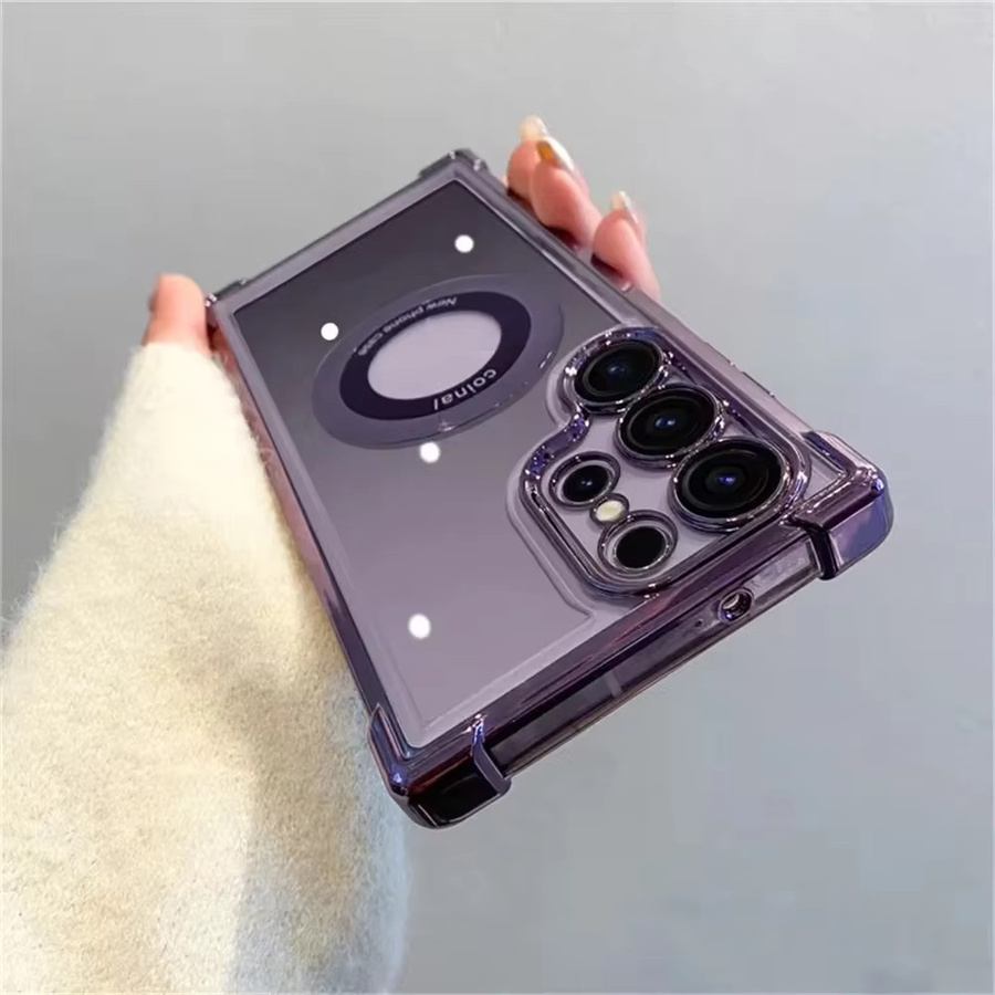 Stoßfeste magnetische Silikon-Schutzhülle mit MagSafe für Samsung Galaxy S25 Plus, S24 FE, S23 Ultra und S23 FE Plus 5G, transparent oder blau - Bild 2