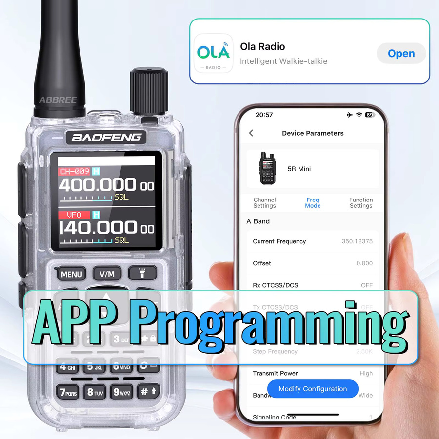 Baofeng MINI 5 Walkie-Talkie mit Bluetooth-App-Programmierung und 2200mAh Akku, UV-5R MINI Amateurfunkgerät mit großer Reichweite und Dual PTT - Bild 3