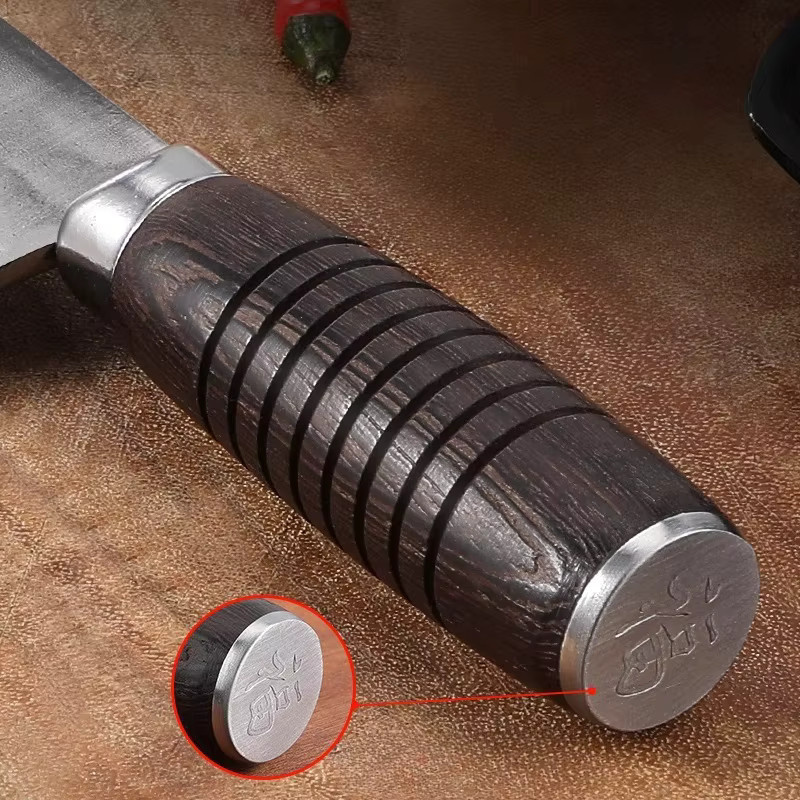 PLYS Geschmiedetes Doppelzweck-Messer für Fleisch und Gemüse in Silber mit Holzgriff - Bild 4