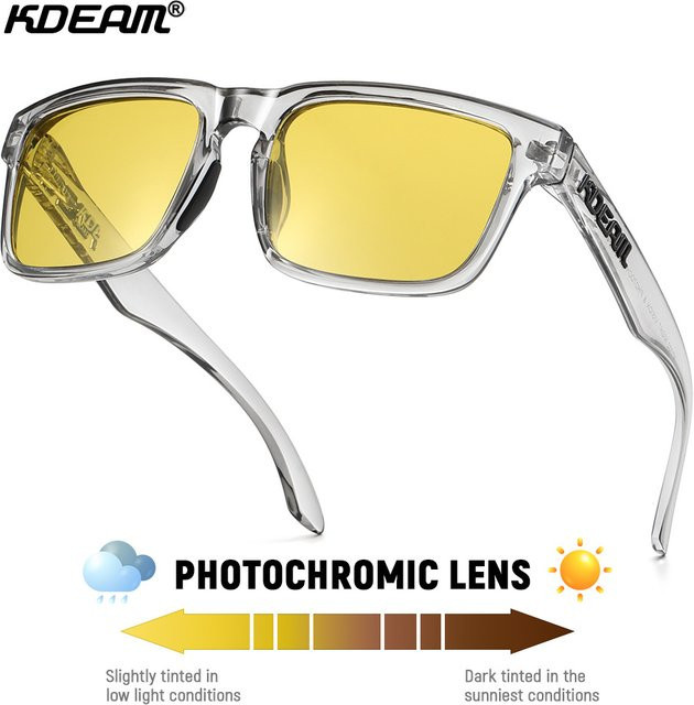 KDEAM Photochrome Sonnenbrille, Herren, Vollrand, rechteckig, Kunststoff, Gelb, Braun, Schwarz - Bild 1