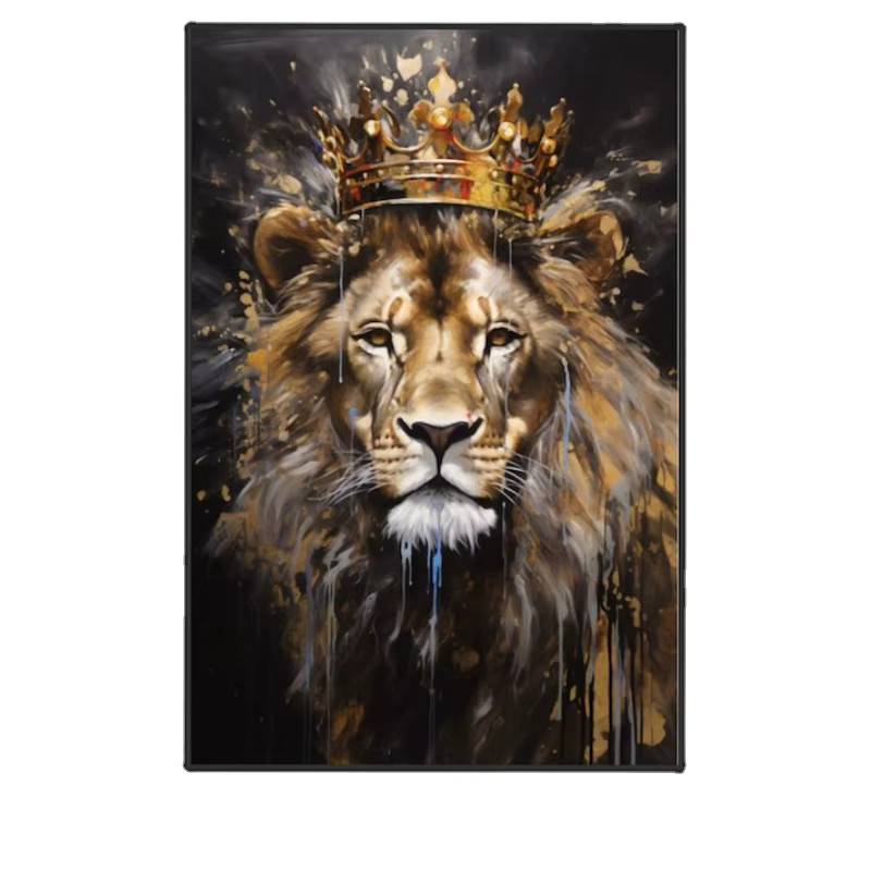 Caiartlove Leinwandgemälde König der Löwen und Löwin in Schwarz und Gold als romantisches Wandkunst-Poster - Bild 5