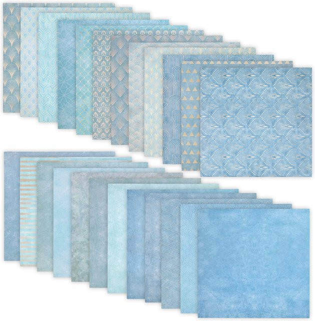 24 Blatt doppelseitiges Scrapbook-Papier in Blau, dekoratives Bastelpapier für Kartenherstellung und Scrapbooking, B/B: 30,5 x 30,5 cm - Bild 1
