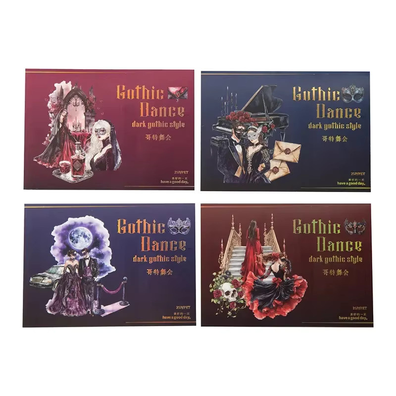 25-teiliges Dark Academia Vintage-Aufkleber-Set mit Gothic-Rosen in Multicolour für Kunsttagebücher - Bild 2