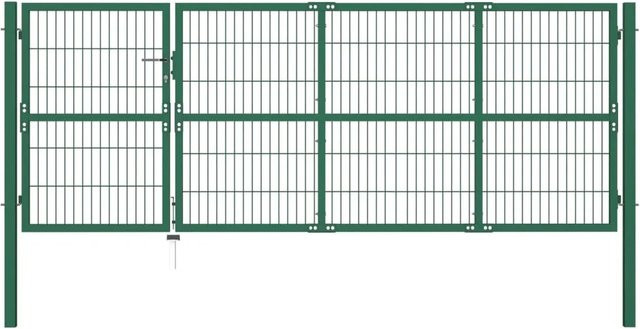 vidaXL Gartentor mit Pfosten aus Stahl in Grün, B/H: 350 x 120 cm - Bild 1
