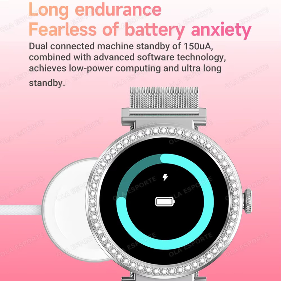 HW12 Smartwatch für Damen in Silber mit HD-Bildschirm, Herzfrequenzmessung und Sprachanruffunktion für Android und iOS - Bild 3