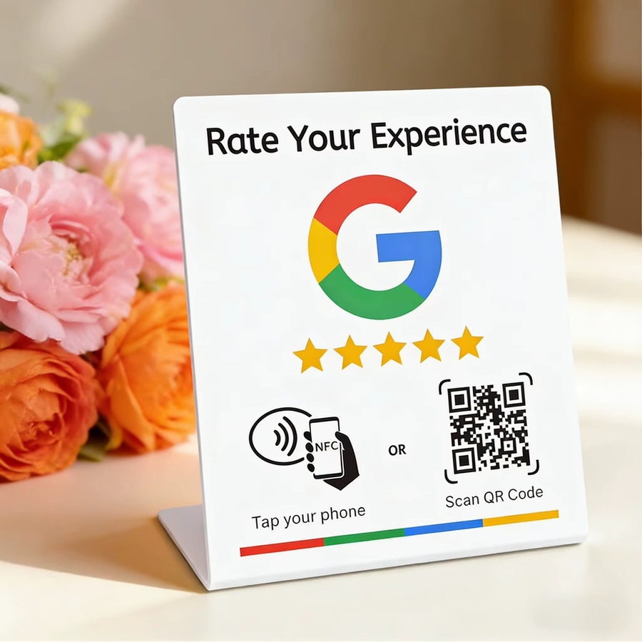 HACHANLUN NFC 215 Tischdisplay-Ständer mit programmierbarem QR-Code für Google-Bewertungen in Schwarz oder Weiß - Bild 5