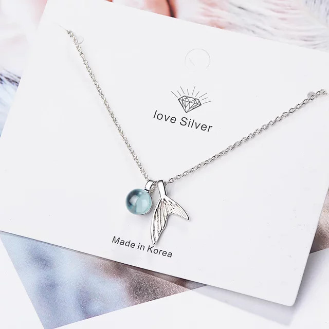 Halskette Wing of dream, 925 Silber, Saphir, Perle, Meerjungfrau Schwanz, Damen, 40 cm + 3,5 cm - Bild 1