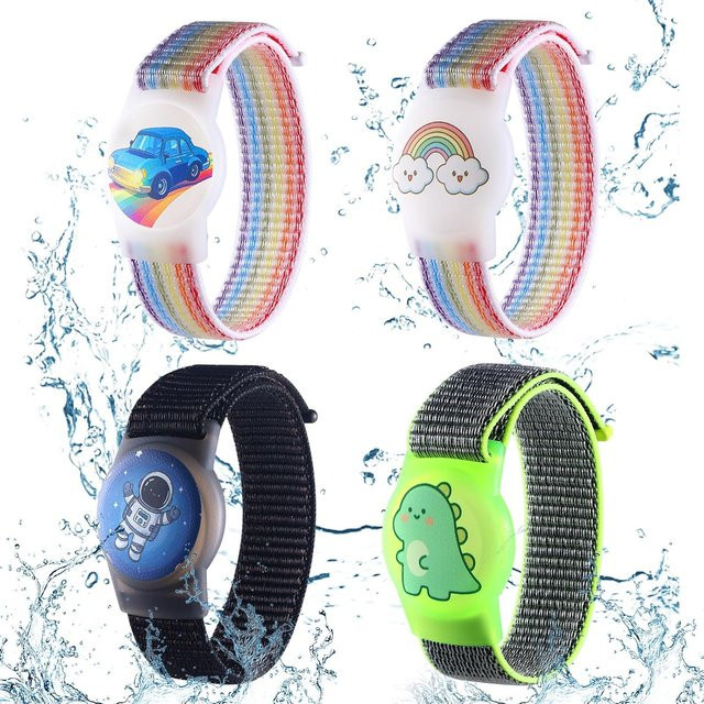 SZKOSTON Nylon-Armband für AirTag mit Silikon-Schutzhülle, wasserdichtes verstellbares Armband für Kinder und Erwachsene, Multicolour - Bild 1
