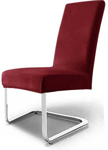 Elastischer Silberfuchs-Fleece Stuhlbezug für Esszimmerstühle in Bordeaux, Schwanenfleece Staubschutz für Middle Back (Rückenhöhe bis 60 cm) - Bild 1