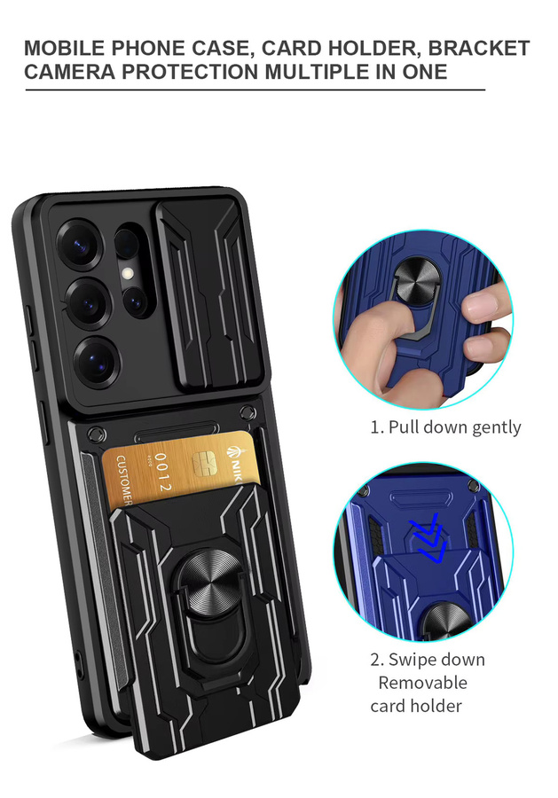 szHAIyu Heavy Duty Armor Case mit Kartenhalter Slot für Samsung Galaxy S25 S26 Ultra S24 S23 S22 Plus A57 A37 A07 A16 A26 A36 A56 A55 in Schwarz und Grün - Bild 3