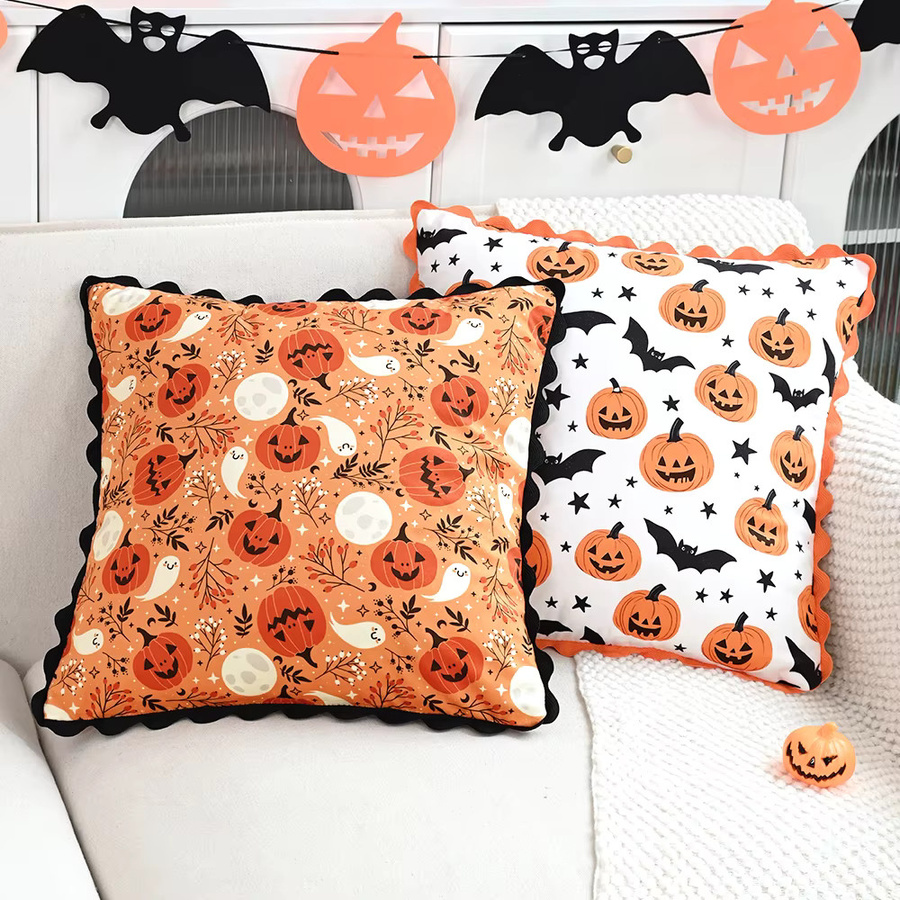 BUYNOW Kissenbezug mit Halloween-Kürbis-Print in Orange, 45,7 x 45,7 cm - Bild 5
