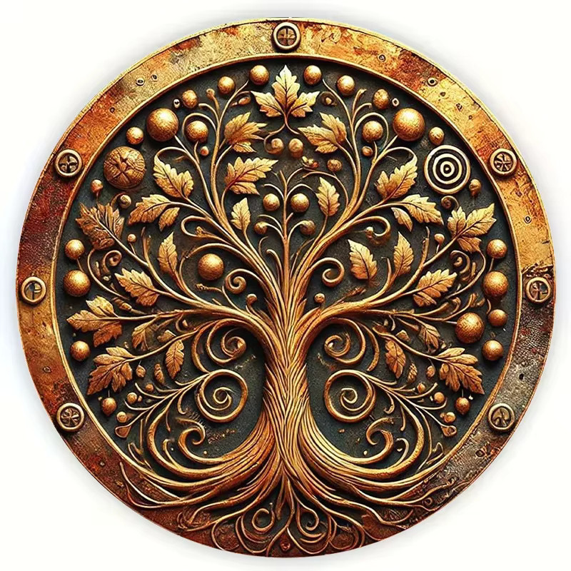 CIFBUY Wanddekoration Eisenbaum des Lebens in Schwarz und Gold, Vintage Mandala Metall Kunst Hängeschild, B/H: 20,32 x 20,32 cm - Bild 3