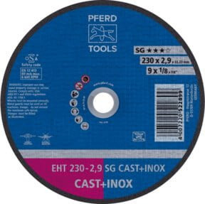 PFERD Trennscheibe EHT Leistungslinie SG CAST+INOX für Guss und Edelstahl, Farbe: Blau, Durchmesser: 230 mm, Breite: 2,9 mm, Bohrung: 22,23 mm - Bild 1