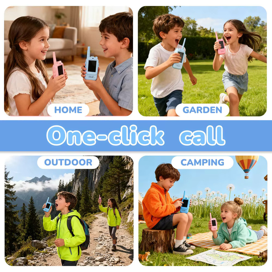 Ourlife Video-Walkie-Talkies für Kinder mit 2-Zoll-HD-Bildschirm, 2 Stück, Blau - Bild 5