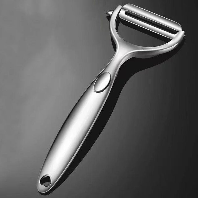 Binchi Gemüseschäler aus Edelstahl für Kartoffeln und Karotten in Grau mit ergonomischem rutschfestem Griff - Bild 1
