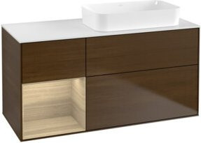 V&B Waschtischunterschrank Finion Wandbeleuchtung in Walnuss Furnier, Braun, B: 120 cm, T: 60 cm - Bild 1