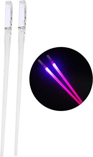 Tova LED Essstäbchen aus Kunststoff in Violett, 1 Paar wiederverwendbare leuchtende Essstäbchen mit rutschfestem Griff und glatter Oberfläche - Bild 1