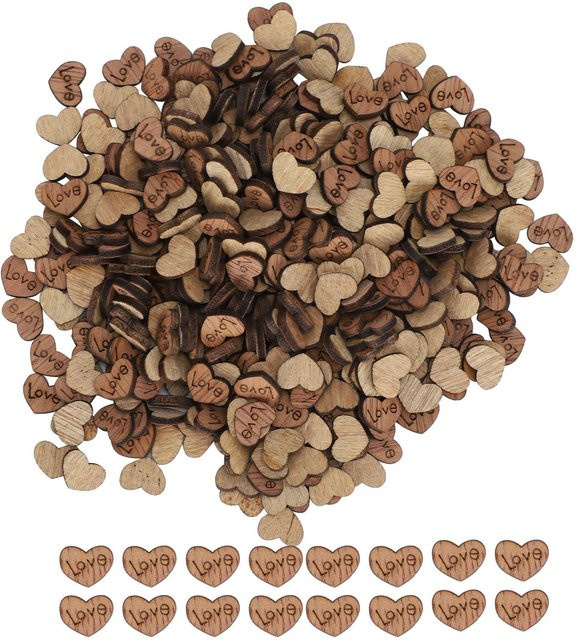 300 Stück Holzherz Konfetti von Tooarts in Natur und Schwarz für DIY Handwerk, Valentinstag und Hochzeitsdekoration - Bild 1