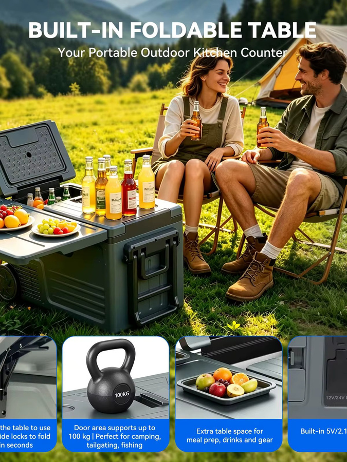 Foursun TAW-45D Dual-Zone Auto-Kühlschrank 48L in Grau mit Bluetooth-App-Steuerung für Camping und Reisen, 12V/24V DC und 100-240V AC - Bild 8