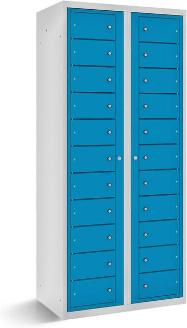 rotstahl Fächerschrank mit 22 Fächern und Zentraltüren, blau, Korpus lichtgrau, B/T/H: 80 x 50 x 180 cm - Bild 1