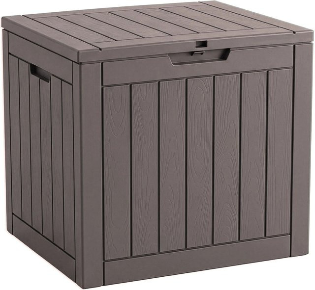 Floordirekt Gartenbox in Holzoptik, wetterfeste Auflagenbox und Kissenbox, Farbe Braun, Volumen: 118 l - Bild 1