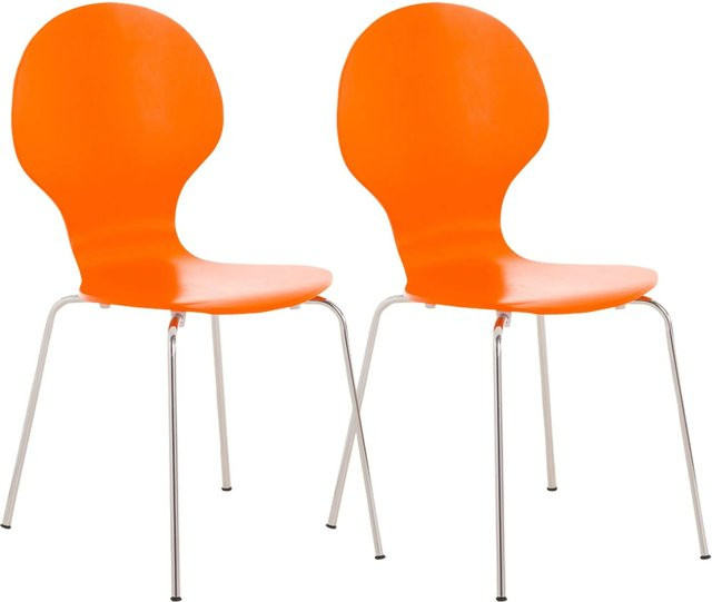 DELUKE 2er Set Besucherstühle ATHENS Konferenzstühle in Orange mit Holz und Metall, B/T/H: 43 x 45 x 86 cm - Bild 1