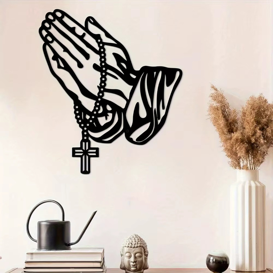 CIFbuy Gebetskreuz Metallwandkunst in Schwarz als christliches Ornament für Wohnzimmer, Schlafzimmer oder Büro - Bild 3
