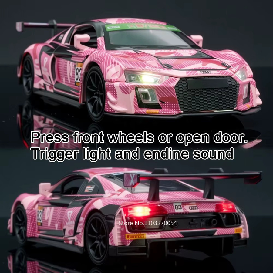 MAKEDA Audi R8 LMS GT3, Spielzeugauto, 1:32, mit Licht und Sound, Grün - Bild 3