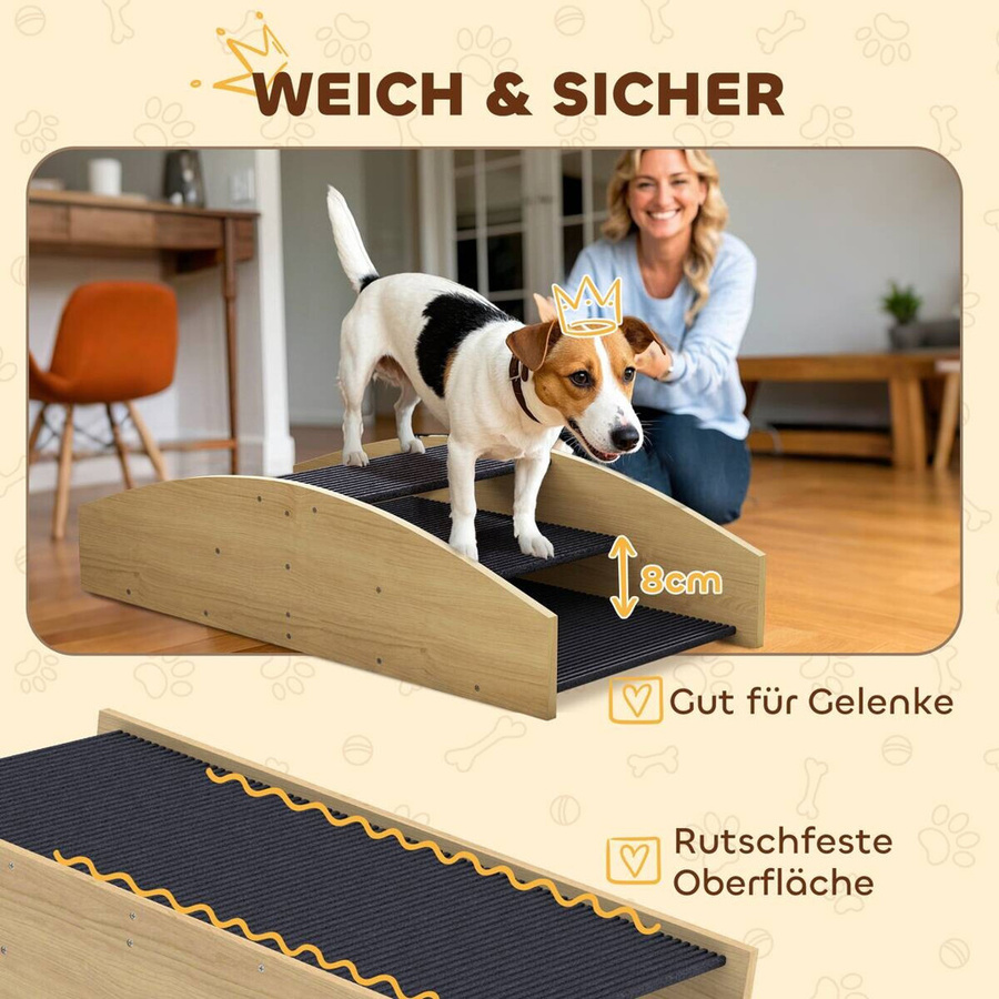 PawHut 2-in-1 Hundewippe aus Fichtenholz für Agility und Balance, B/H/L: 39,5 x 20 x 80 cm, Naturholz - Bild 3