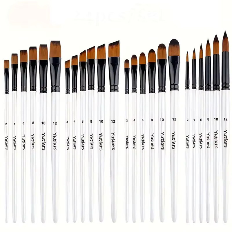 Yutiars 29-teiliges Nylon-Pinsel-Set für Profis in Multicolour, ideal für Acryl-, Öl- und Aquarellmalerei mit runden, Haselnuss-, Flach-, Fächer-, Winkel- und Detailpinseln - Bild 1