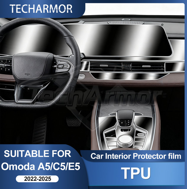 TPU Anti-Scratch Schutzfolie für Omoda A5/C5/E5 (2022-2025) Center Konsole Dashboard und Navigation in Transparent - Bild 1