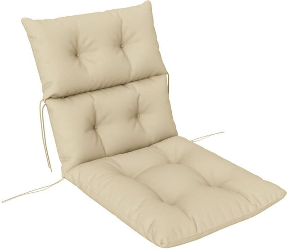 Outsunny Sitzkissen mit Rückenlehne und Bindebändern in Beige, wasserabweisende Polsterauflage aus Polyester, B: 115 cm, T: 56 cm, Höhe: 10 cm - Bild 1