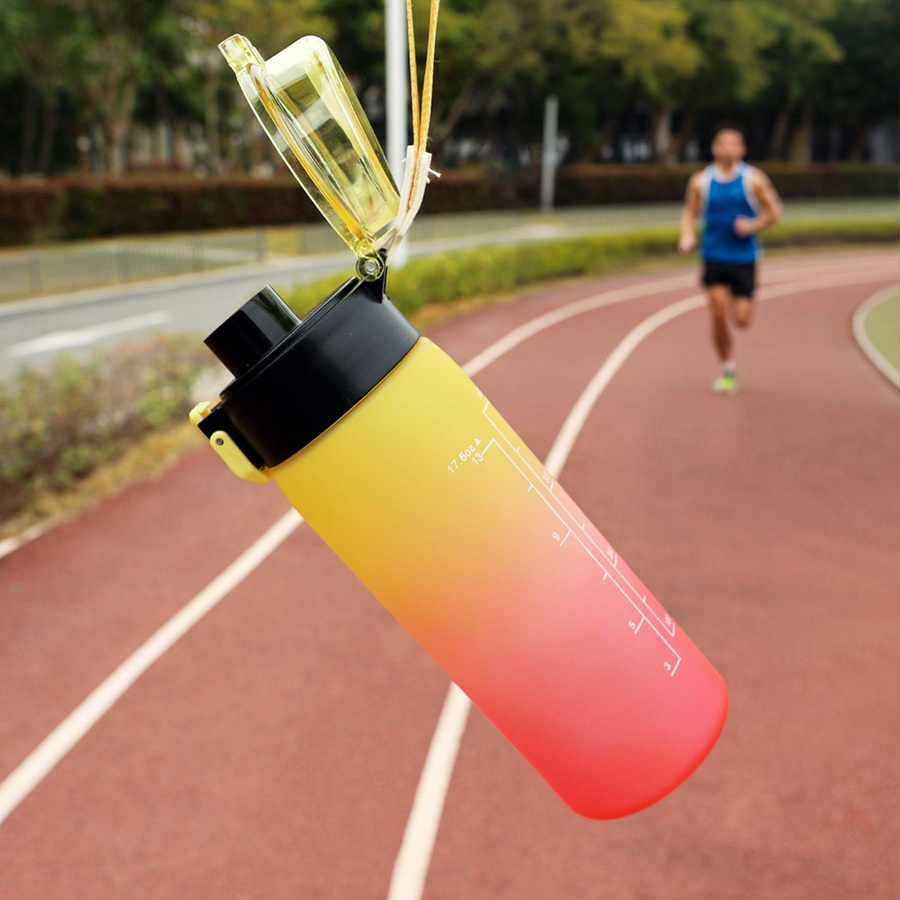 My Hero Academia Sport-Wasserflasche mit Farbverlauf und Wasserstandslinie, auslaufsicher und tragbar, Pink-Blue, 500 ml - Bild 2