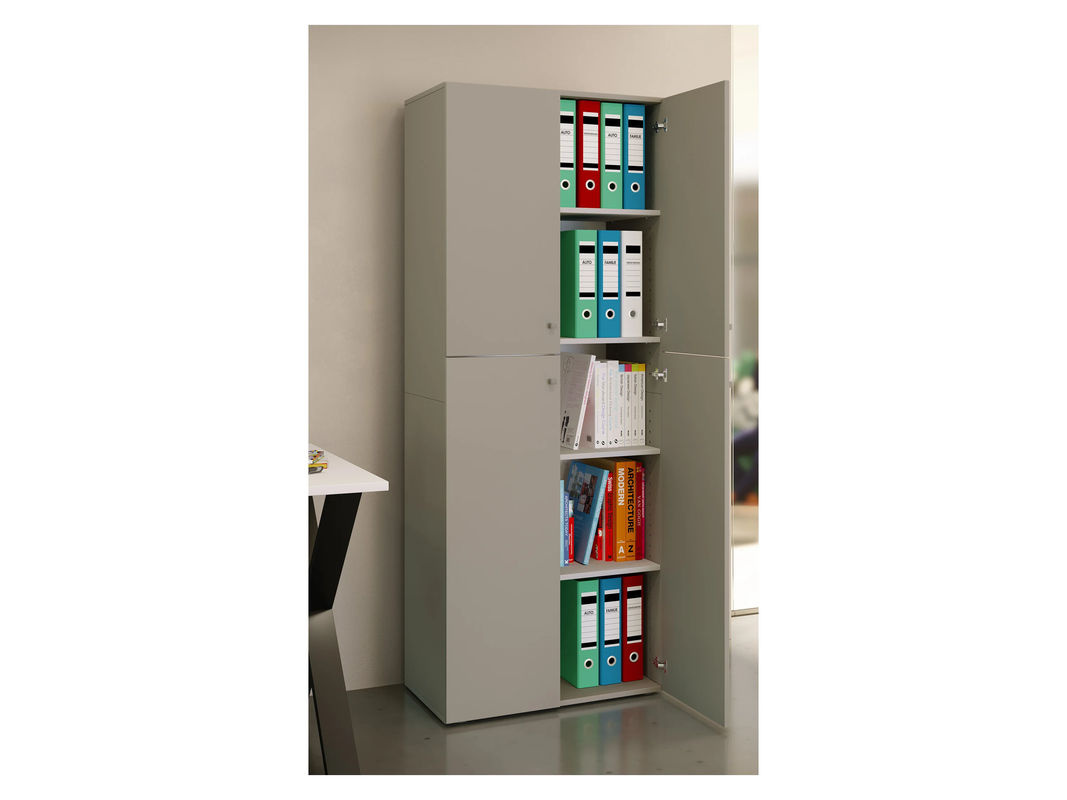 VCM Büroschrank Lona mit Drehtüren und höhenverstellbaren Fachböden, Grau, B: 70 cm, T: 40 cm, H: 178 cm - Bild 3