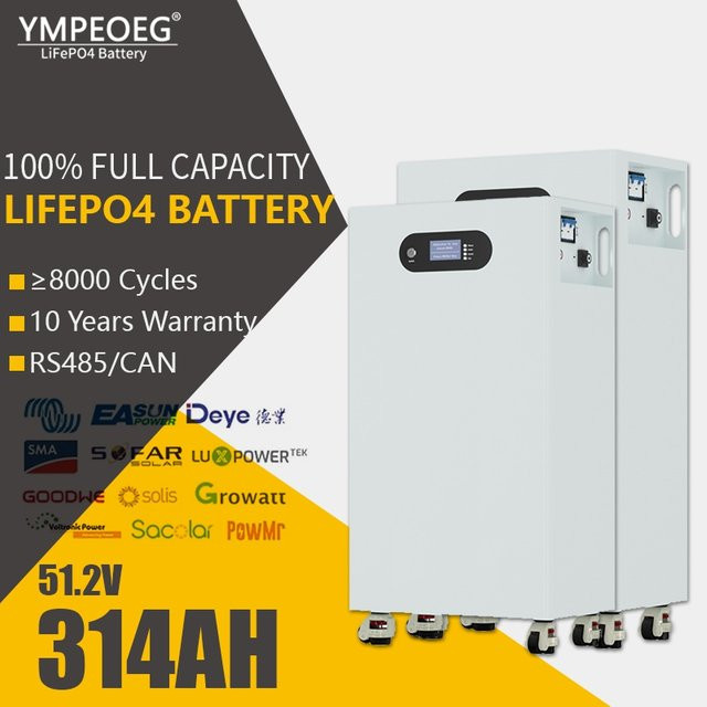 YMPEOEG LiFePO4 Akku Solarenergiespeicher für zu Hause, 51,2 V, 280 Ah/314 Ah, Farbe: Weiß - Bild 1