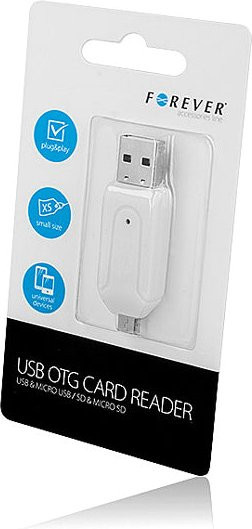 Forever USB und microUSB Kartenleser für SD und microSD Karten in Weiß - Bild 1