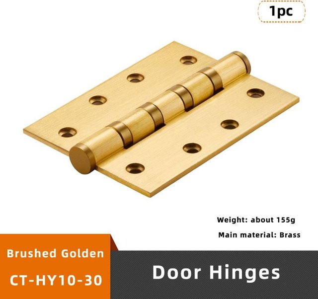 Yiran Furniture Türscharnier aus massivem Messing, gebürstet, in Gold oder Schwarz, Höhe: 10,2 cm - Bild 1