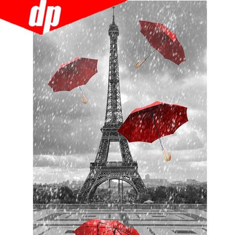 FIYO 5D Diamond Painting Set Roter Regenschirm als Mosaik Stickerei in Querformat, Farbe: Rot/Mehrfarbig, B/H: 20 x 30 cm - Bild 1