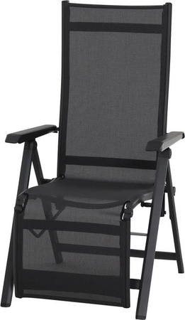 Siena Garden Relaxsessel Tesoro aus Aluminium und Textilene in Anthrazit Matt, B/H/T: 60,5 x 111 x 72 cm