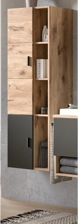 Inn.Furn Midischrank Oderzo Eiche Grau Matt hängend mit Soft-Close-Türen und Regalfächern