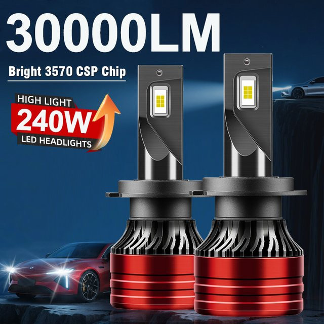 Roadsun H7 LED-Scheinwerferlampe All-in-One Set, 2 Stück, 6500 K Kaltweiß, Silber/Weiß - Bild 1