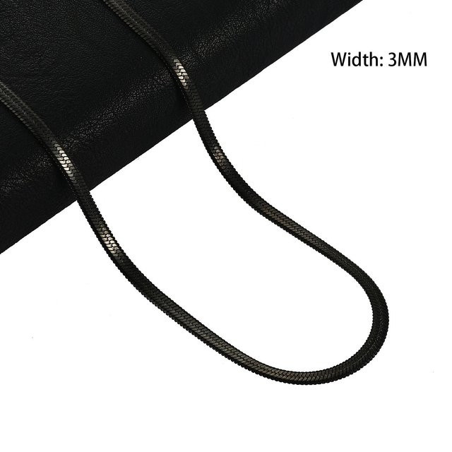 YULIN Kette Flachkettenglied, Edelstahl, Schwarz, 60 cm, Unisex - Bild 1