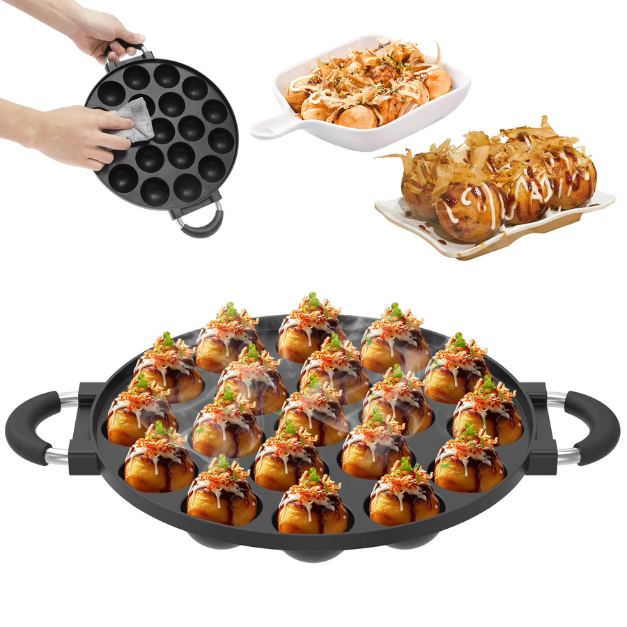 Willstar Takoyaki Pfanne aus Aluminiumlegierung mit Antihaftbeschichtung in Schwarz - Bild 2